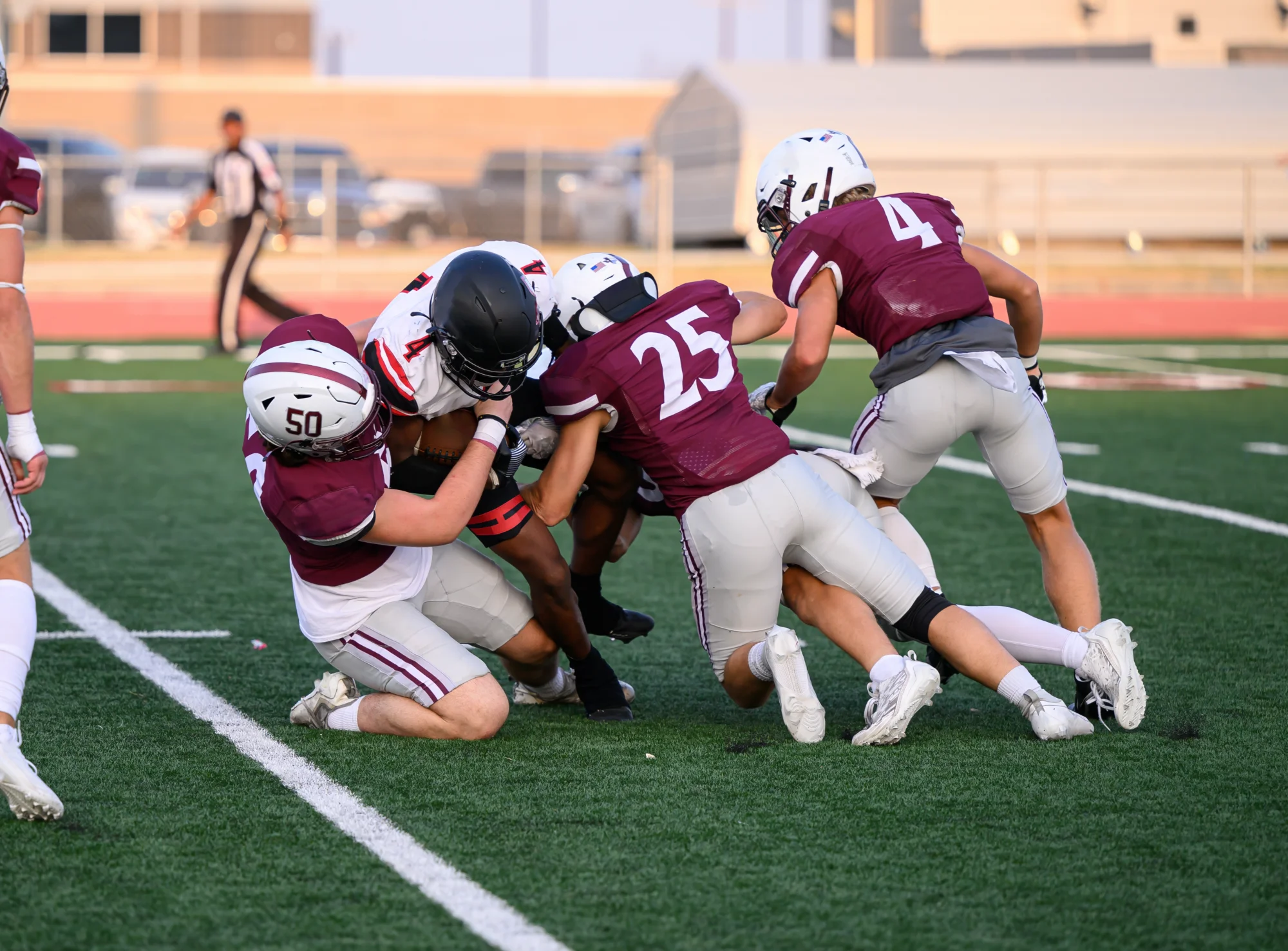 Football player getting tackled