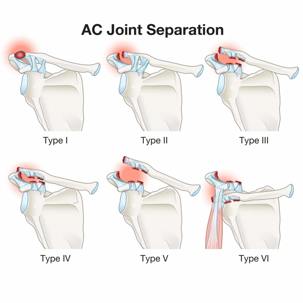 Diagram of multiple types of AC joint separations